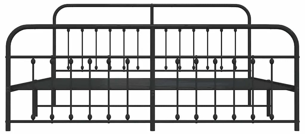 Estrutura de cama com cabeceira e pés 193x203 cm metal preto