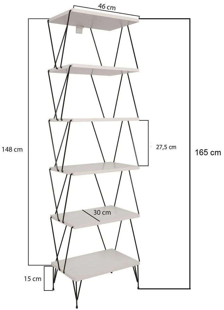 Estante Balaban – Branco – 46 cm x 165 cm x 30 cm