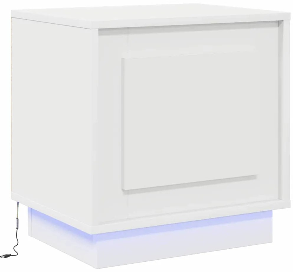 Cômodas de Canto com Luzes LED 2 pcs Brancas 44x34,5x45 cm