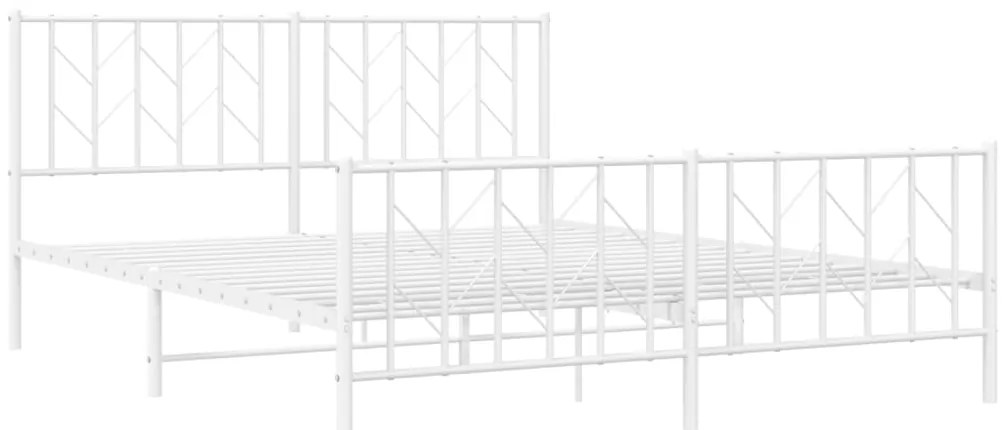 Estrutura de cama com cabeceira e pés 160x200 cm metal branco
