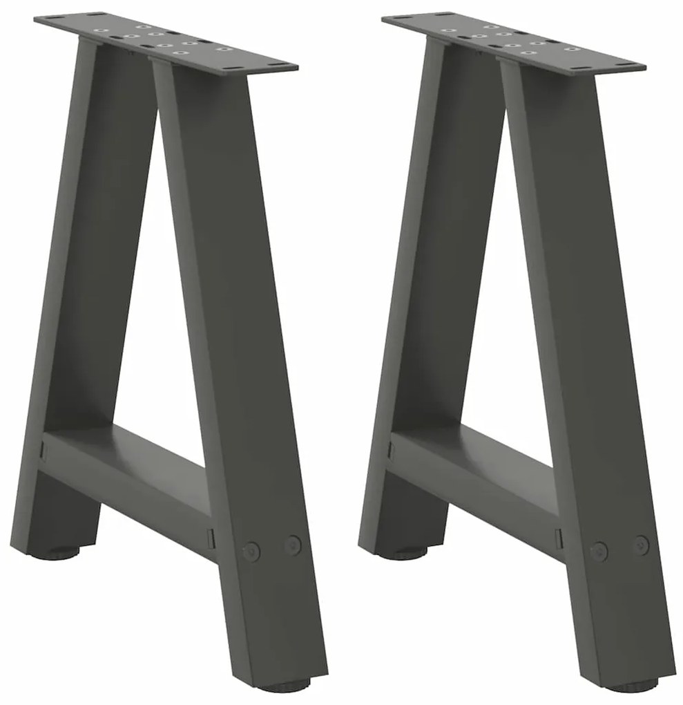 vidaXL Pés para mesa de centro em formato A, 2 peças, antracite, 50x (42-43) cm, aço