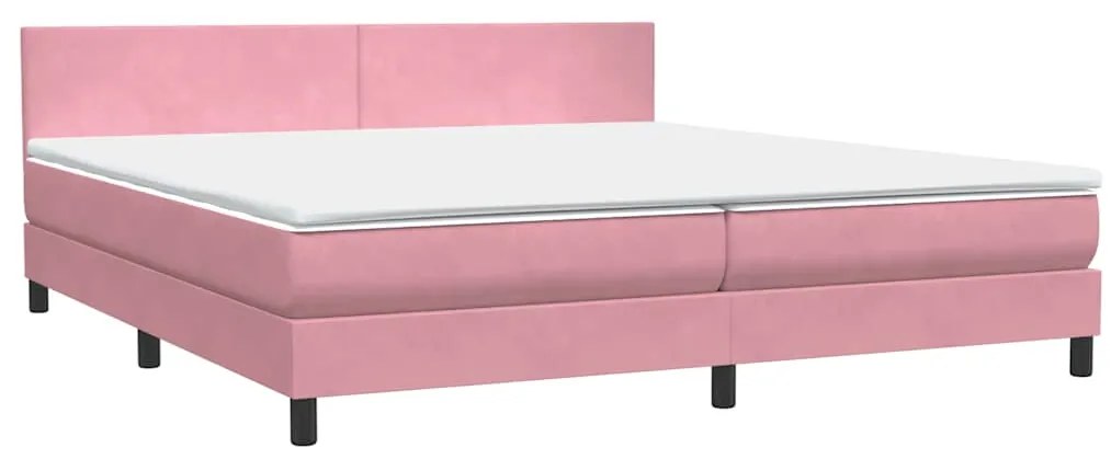 Cama com molas colchão 200x210 cm veludo rosa