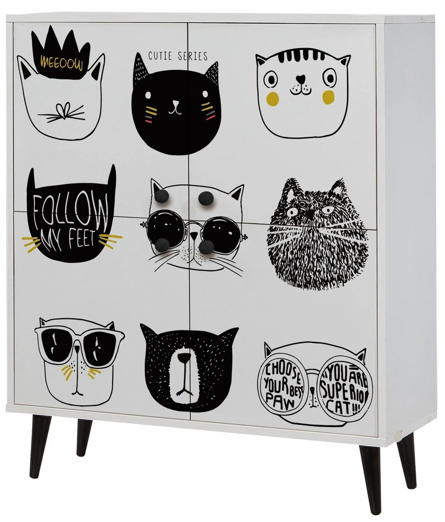Armário Multiuso Multilux – Branco, Preto, Amarelo – 95x111x36 cm