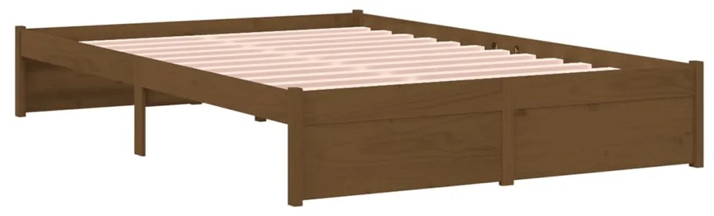 Estrutura cama pequena de casal 120x190 cm madeira castanho-mel