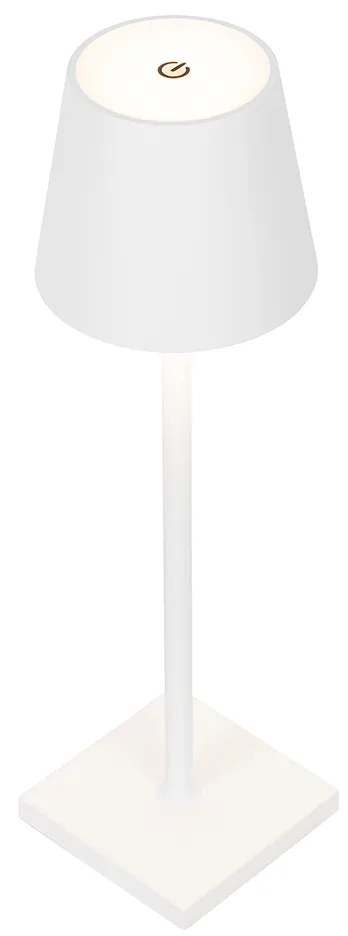 Candeeiro de mesa exterior branco com LED e dimmer tátil recarregável - Jackson Design