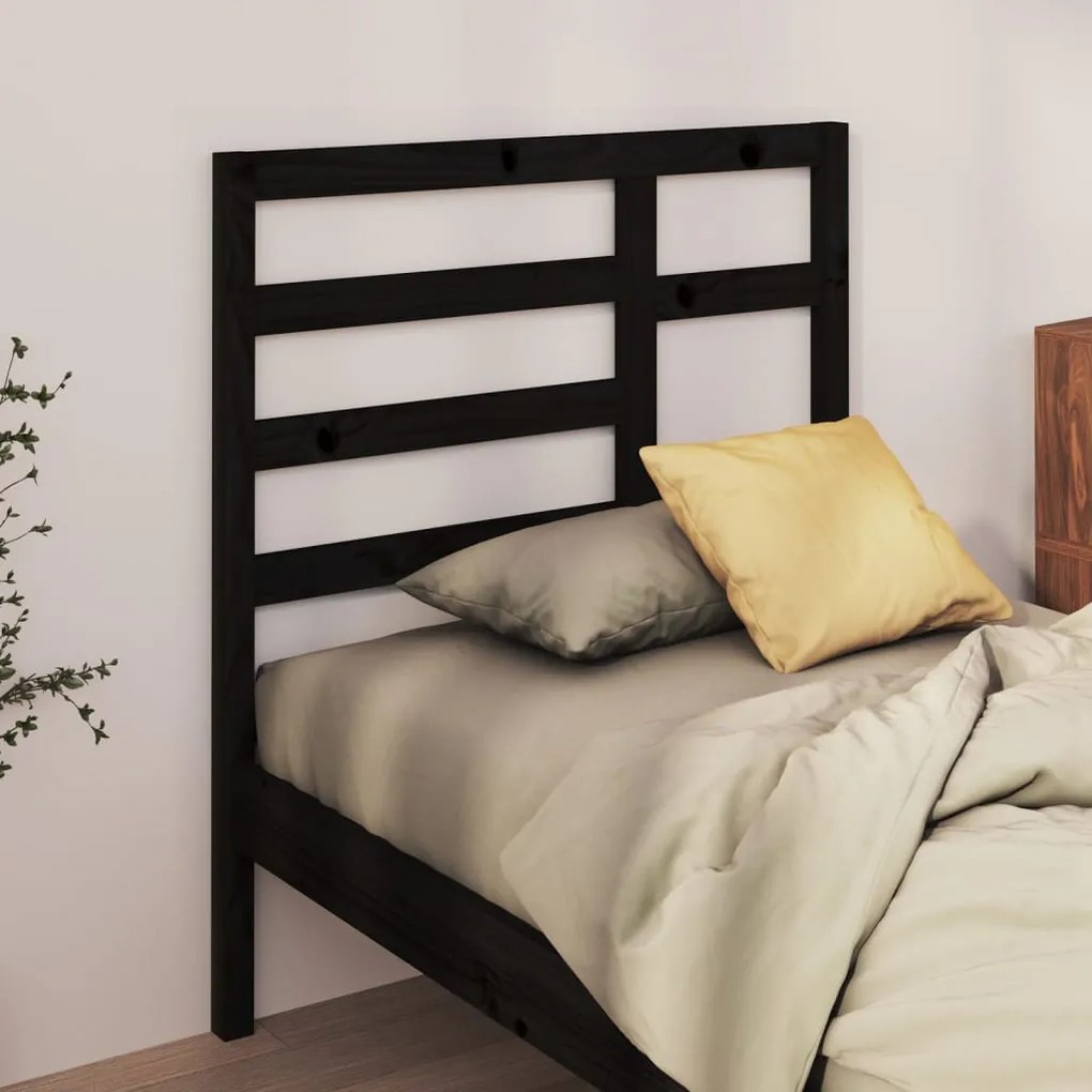 Cabeceira de cama 81x4x104 cm pinho maciço preto