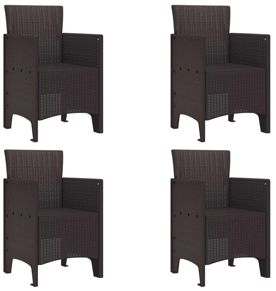 vidaXL Cadeira de Jardim 4 pcs Castanho 53 x 49 x 85 cm Polipropileno