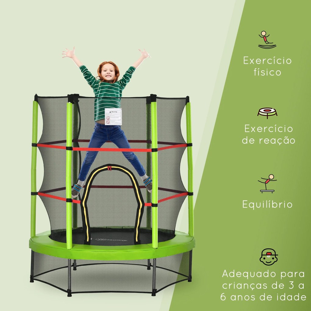 HOMCOM Trampolim Infantil Ø107 cm Trampolim para Crianças de 3-6 Anos