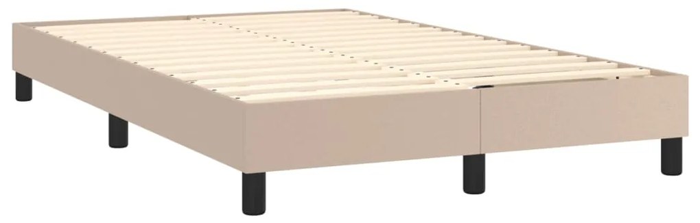 Cama box spring c/colchão/LED 120x200cm couro artif. cappuccino