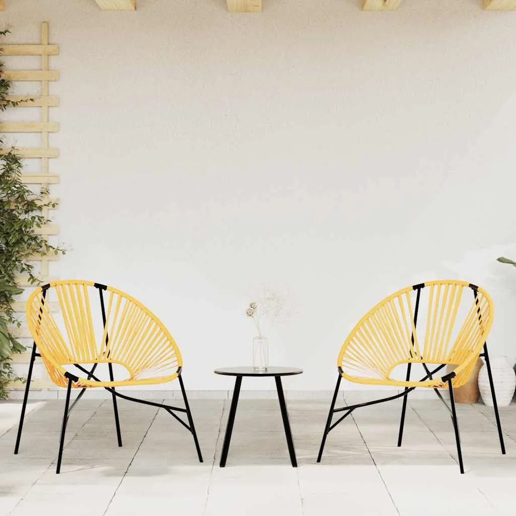 vidaXL Cadeiras de jardim 3 pcs vime preto e amarelo