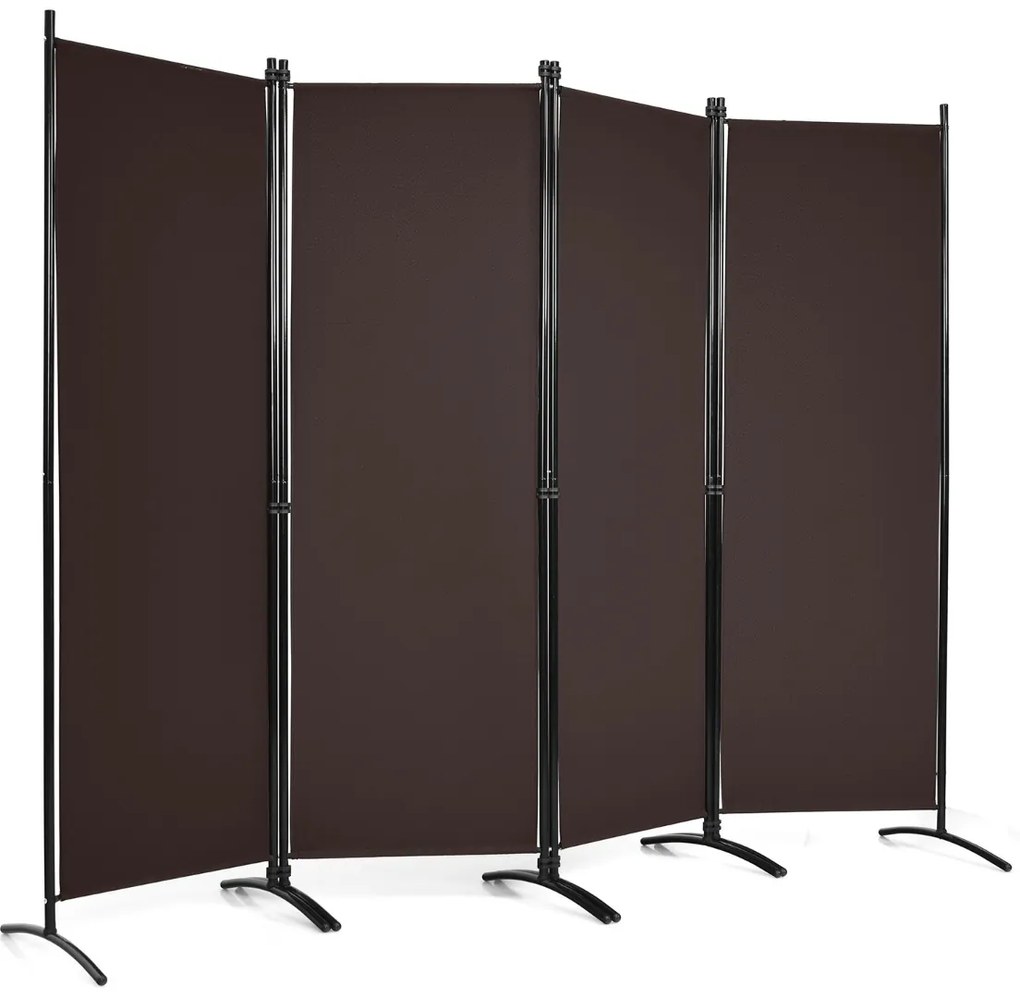 Biombo de 4 painéis de tela dobrável 220 x 51 x 173 cm castanho
