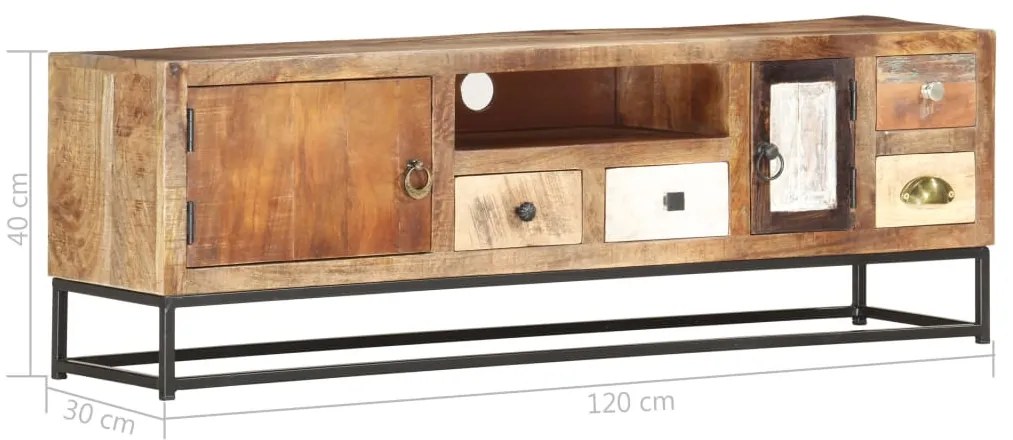 Móvel de TV 120x30x40 cm madeira recuperada maciça