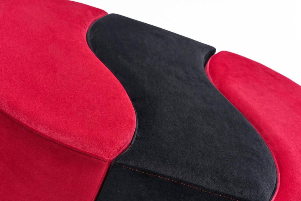 Pouffe Alya Puf – Preto e Vermelho – 120x40x80 cm