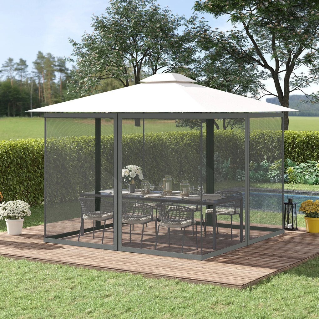 Redes mosquiteiras para tenda ou pavilhão de jardim 3 x 4 m (TENDA NÃO INCLUIDA)- conjunto de 4 redes mosquiteiras com fecho de correr + ganchos de fi