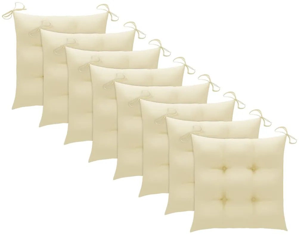 Cadeiras de jardim dobráveis 8 pcs c/ almofadões acácia maciça