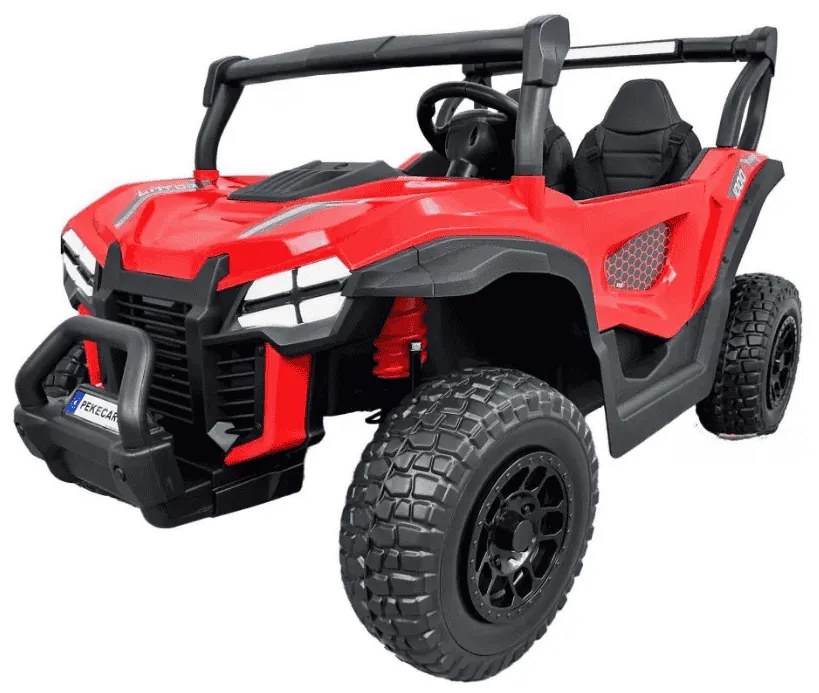 Buggy elétrico para crianças 2 lugares 1000R 4x4 24V, Rodas de borracha, Banco em pele sintética Vermelho