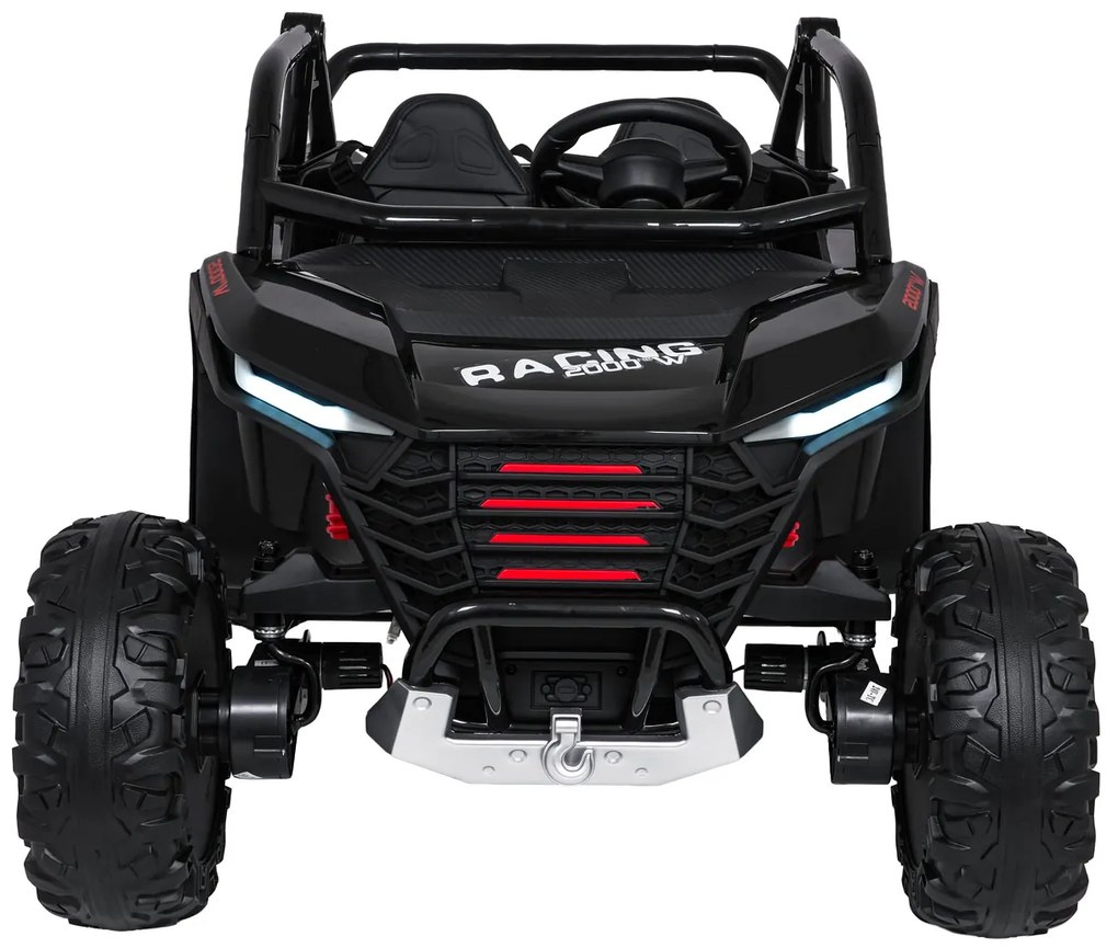 Carro elétrico para Crianças 4X4 2 Lugares 24V RACING Road 2000, Pneus Espuma EVA, Assento couro ecológico Preto