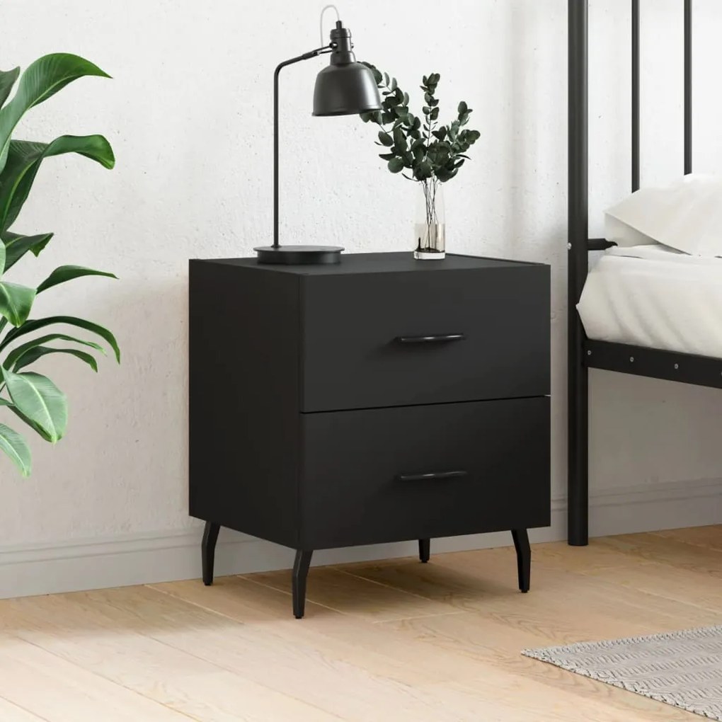 vidaXL Mesa de cabeceira 40x35x47,5 cm derivados de madeira preto