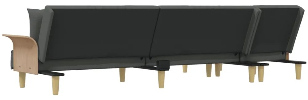 Sofá-cama em forma de L 279x140x70 cm tecido cinzento-escuro
