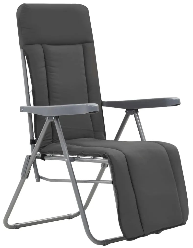 Cadeiras de jardim dobráveis com almofadões 2 pcs cinzento