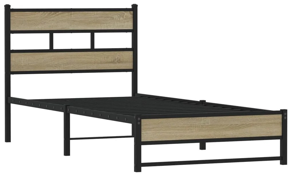 Estrutura de cama sem colchão 90x200 cm metal carvalho sonoma