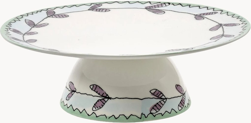 Prato para bolo em porcelana Fine Bone China Midnight Flowers