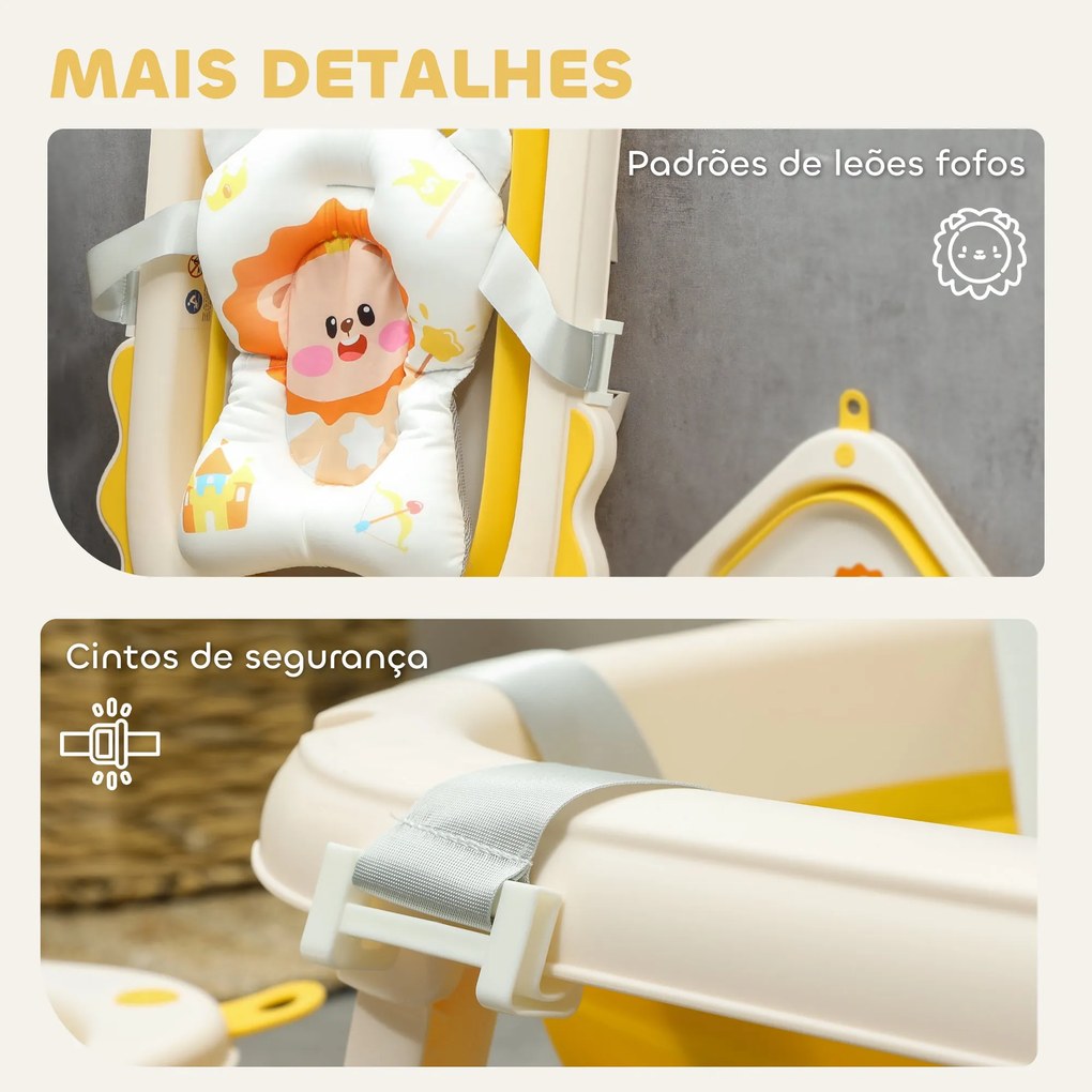 AIYAPLAY Banheira Dobrável para Bebés com Almofada e Cubo Banheira par