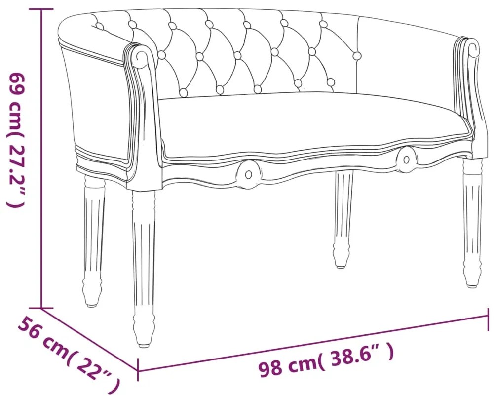 Banco 98x56x69 cm veludo cinzento-escuro