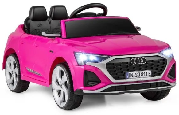 Carro elétrico para crianças Audi SQ8 licenciado de 12 V com controlo remoto Buzina Luzes LED Música 3 velocidades Arranque suave Rosa