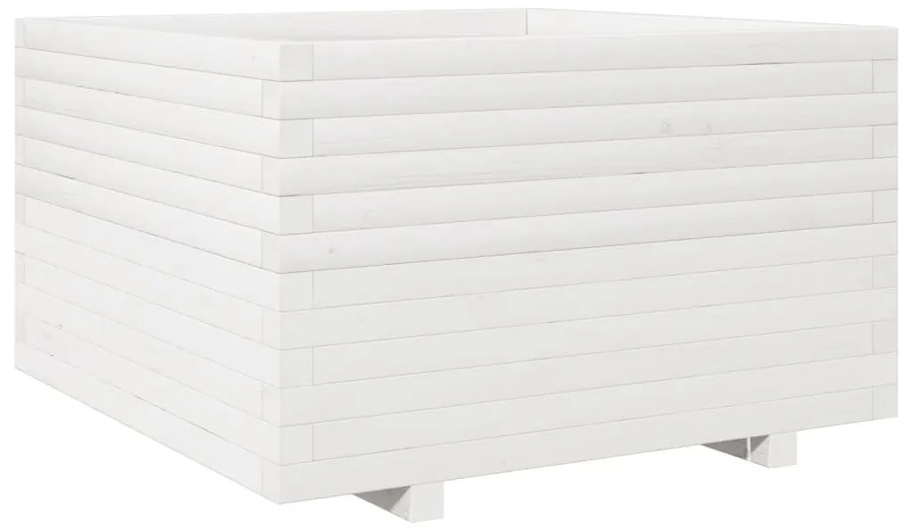 Vaso/floreira jardim 80x80x49,5 cm madeira pinho maciça branco