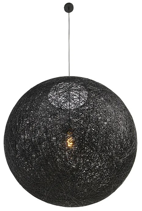 Candeeiro de suspensão rústico preto 80 cm - Corda Rústico