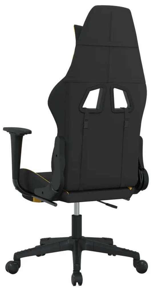 Cadeira de gaming com apoio para os pés tecido preto e amarelo