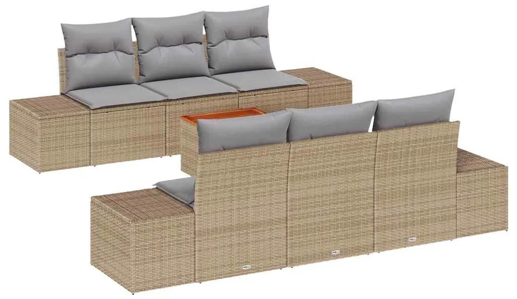 Conjunto de Sofá de Jardim 7 pcs Bege, cinza claro