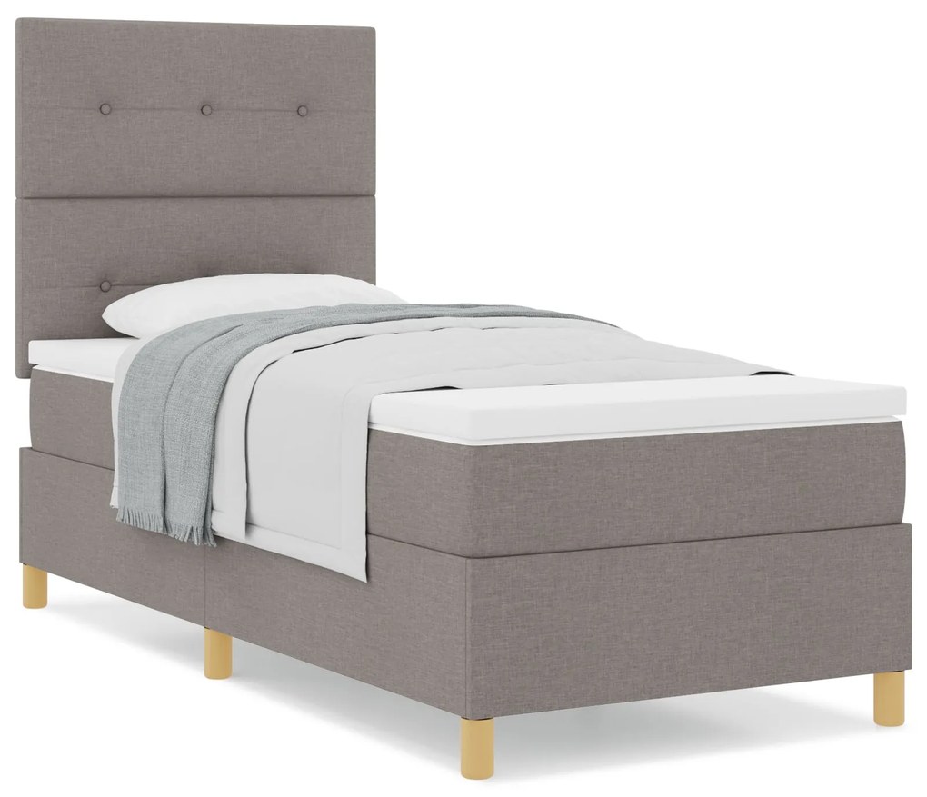 Cama Box Spring com Colchão Taupe 90x200 cm Tecido