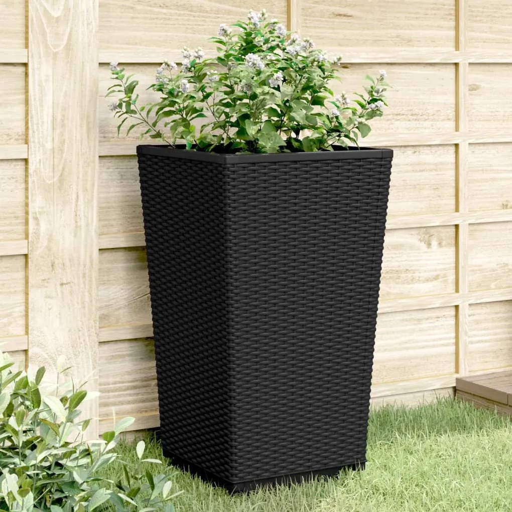 vidaXL Vasos/floreiras 2 pcs 32,5x32,5x57 cm PP preto