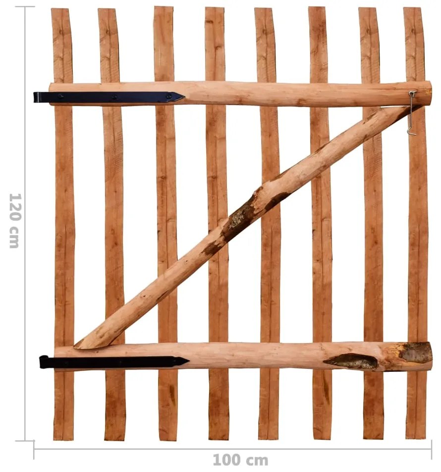Portão para cerca 1 pc 100x120cm madeira de aveleira impregnada