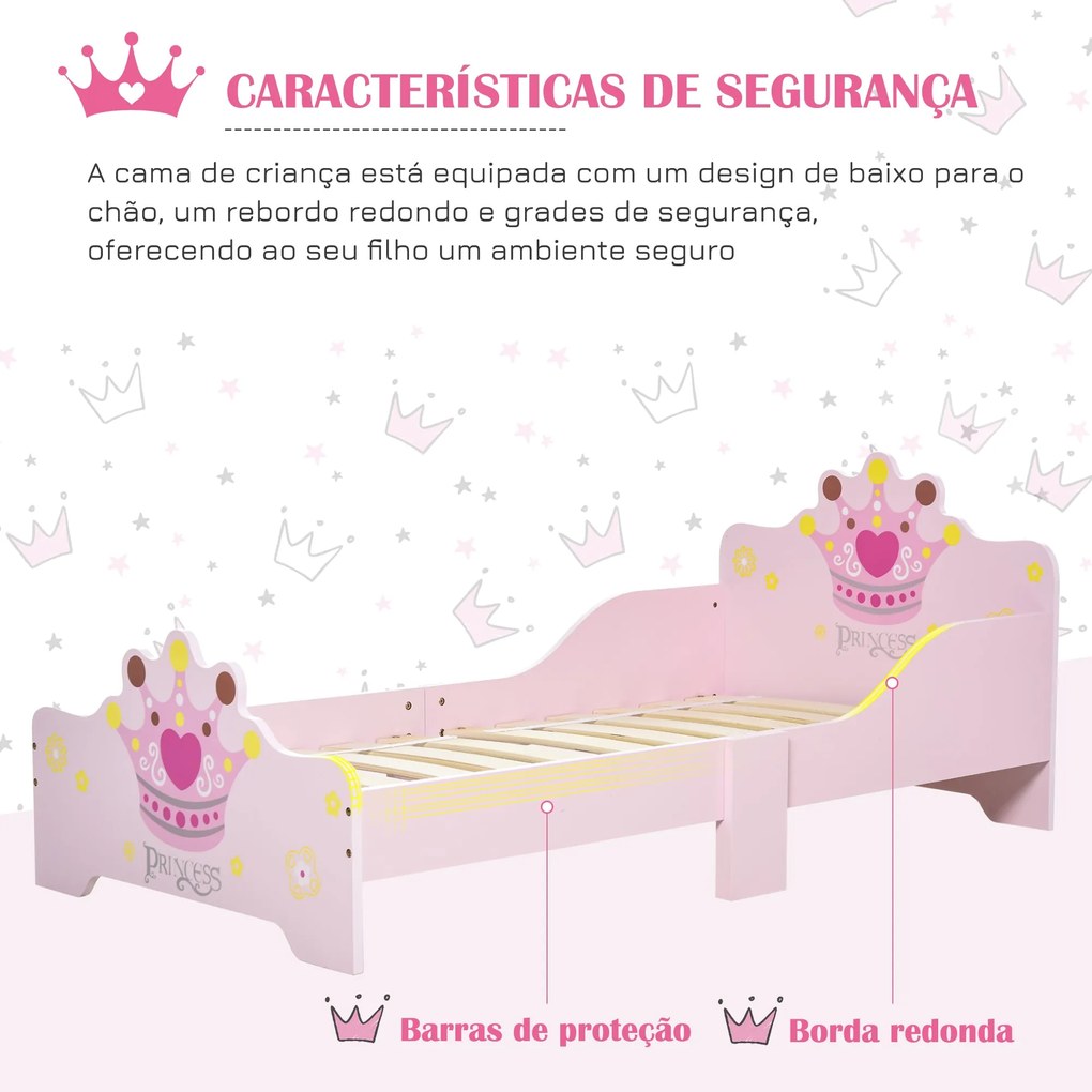 Cama de Criança +3 anos 143x73x60 cm Cama de Criança em Madeira com Es