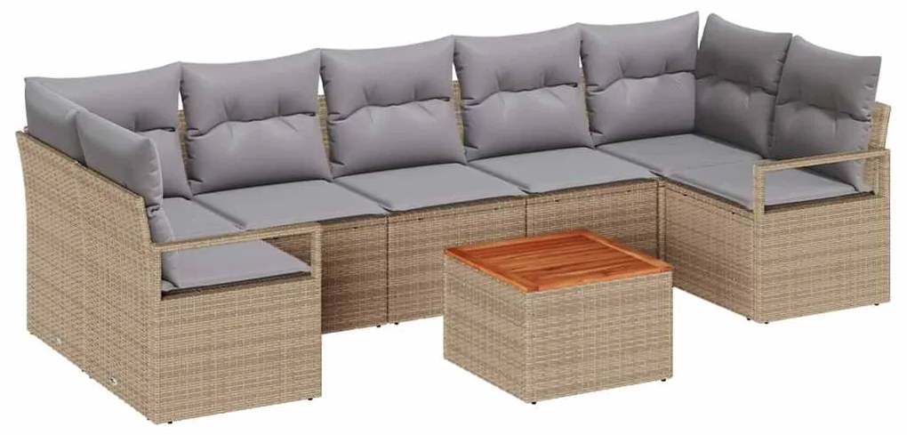 Conjunto de Sofá de Jardim 8 pcs Bege, cinza claro