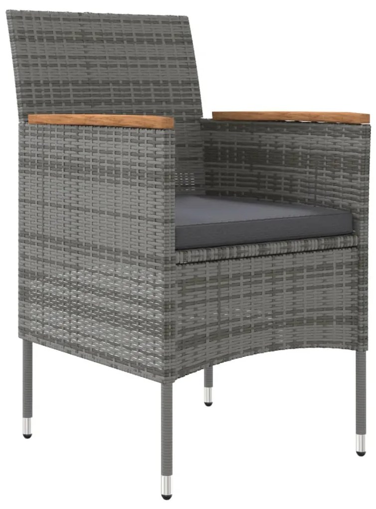 5 pcs conjunto de jantar jardim com almofadões cinzento/preto