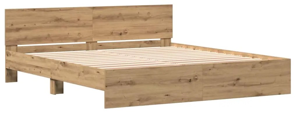 Cama com cabeceira de carvalho artesanal – 180 x 200 cm, feita de made
