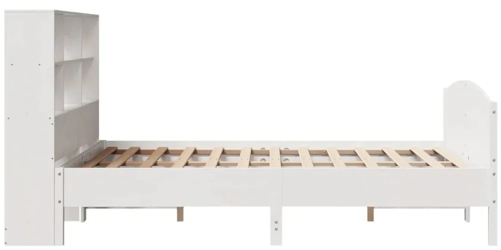 Cama com estante sem colchão 140x200 cm pinho maciço branco