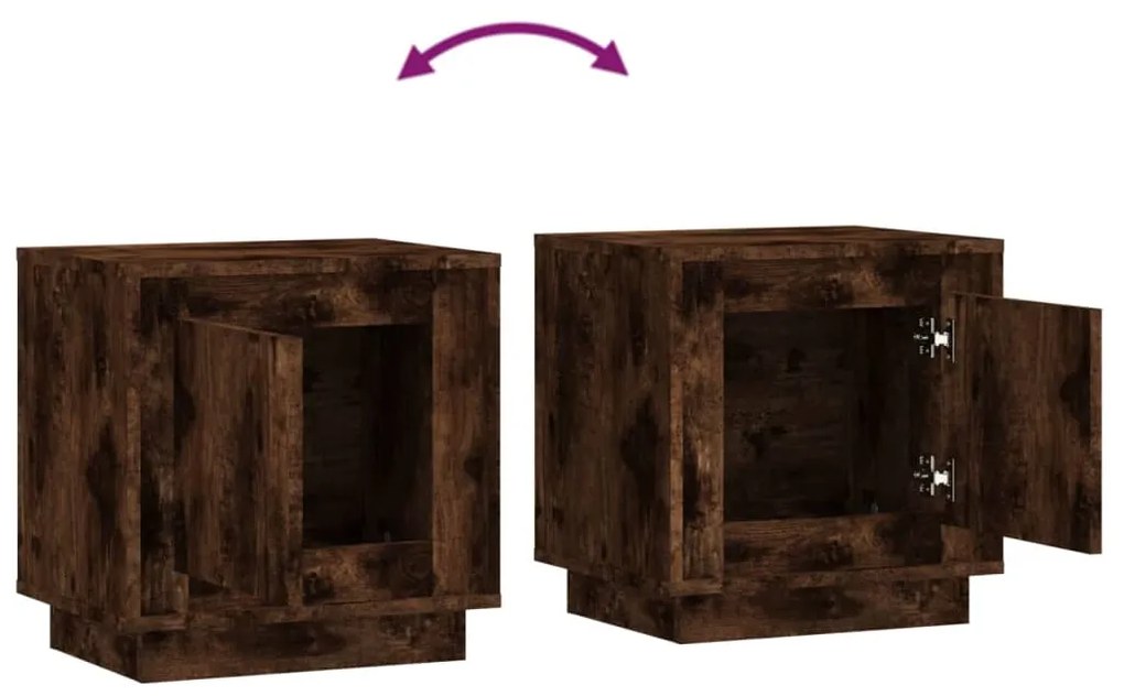 Mesa cabeceira 2pcs 44x35x45cm derivado madeira carvalho fumado