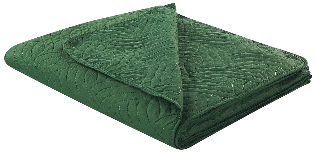 Colcha com relevo e duas almofadas verdes 200 x 220 cm BABAK Beliani