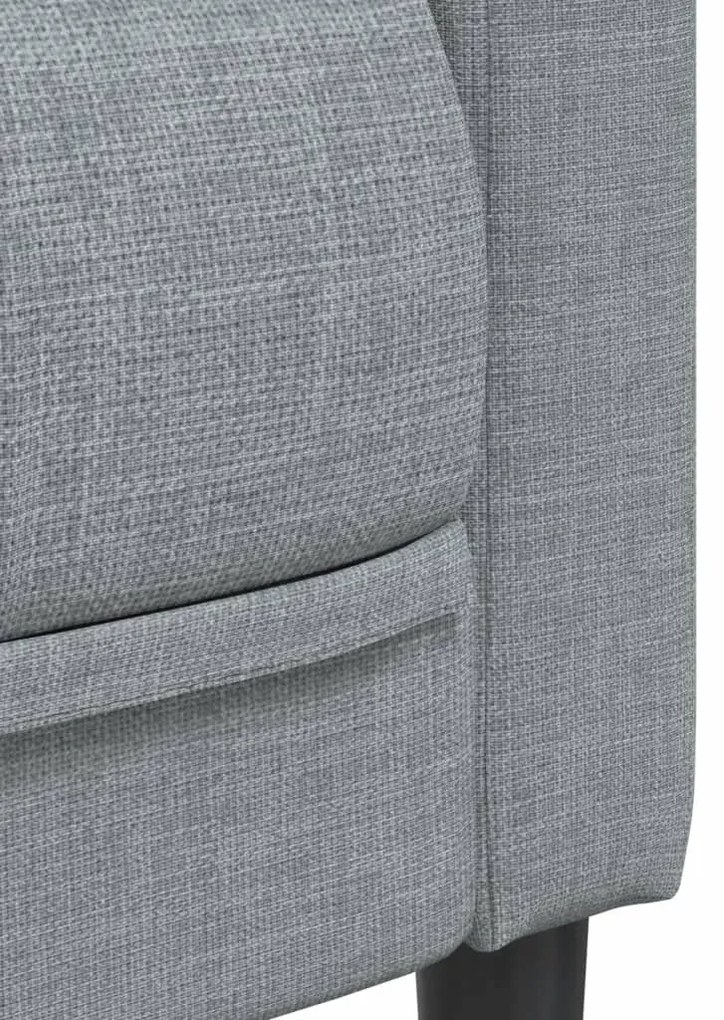 3 pcs conjunto de sofás tecido cinzento-claro