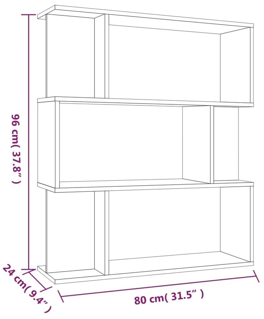 Estante/divisória madeira processada 80x24x96 cm sonoma cinza