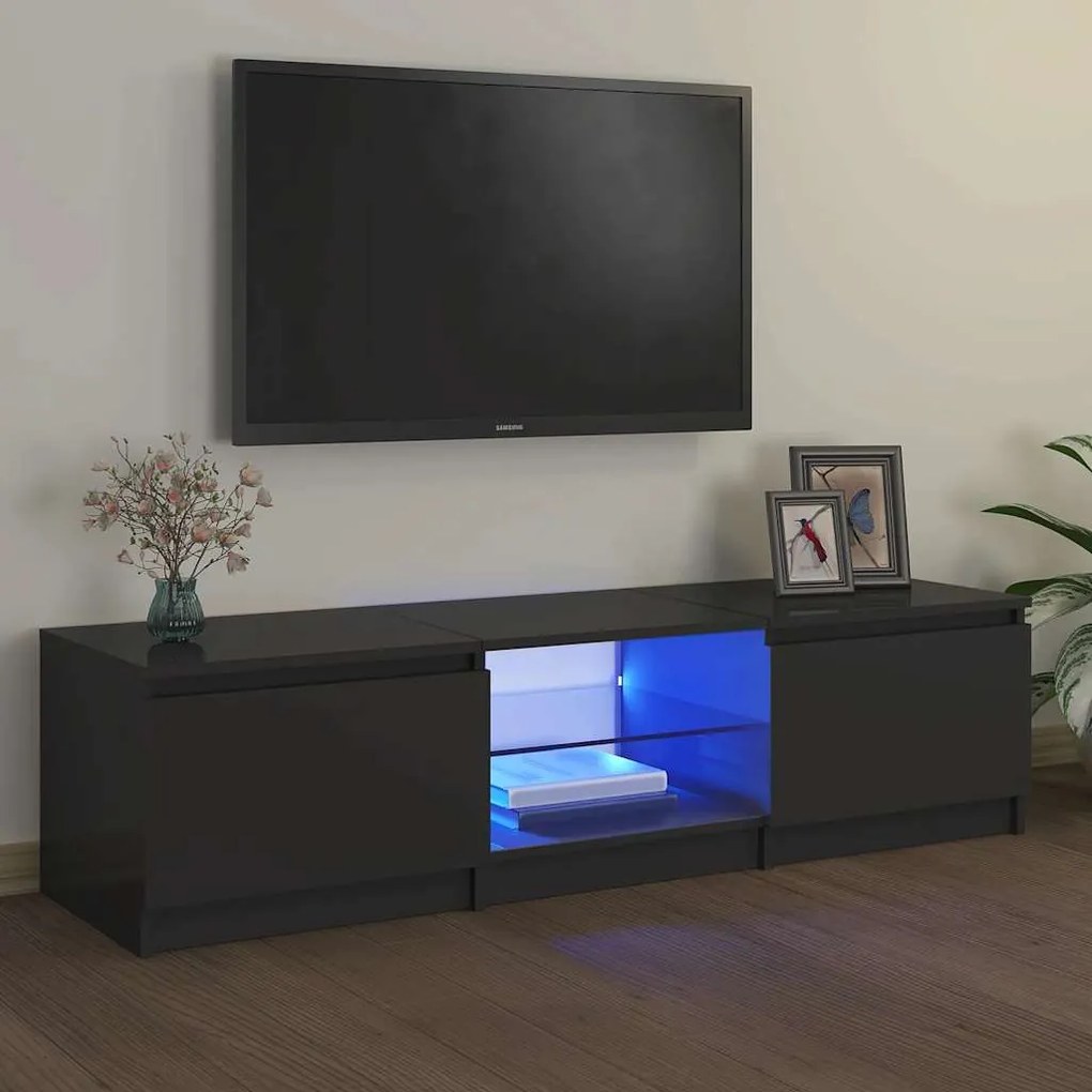 vidaXL Móvel de TV com luzes LED 140x40x36 cm cinzento