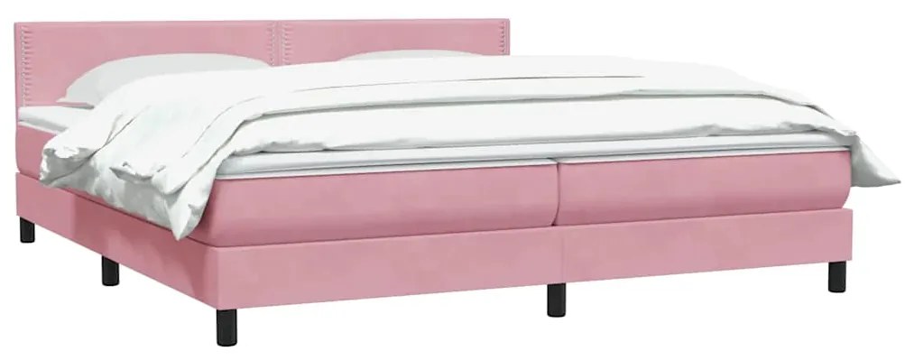 Cama com molas colchão 200x210 cm veludo rosa
