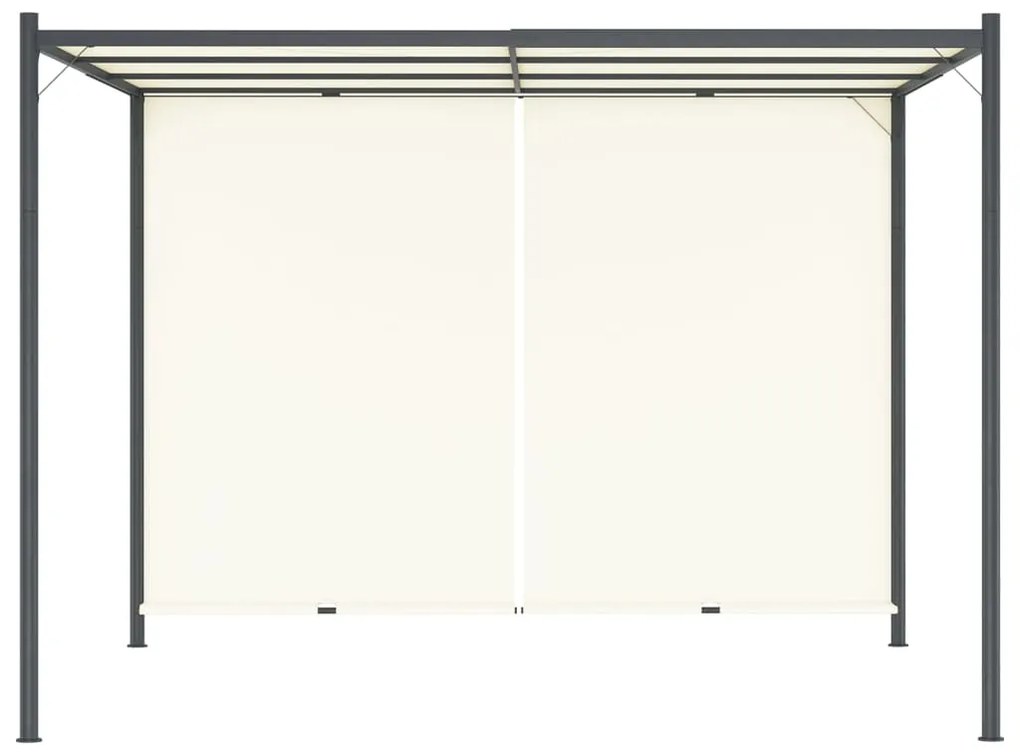 Pérgola com toldo ajustável 3 x 3 m aço branco nata