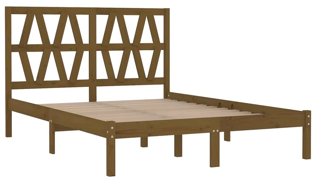 Estrutura de cama 200x200 cm pinho maciço castanho mel