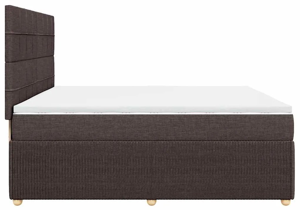 Cama com molas/colchão 200x200 cm tecido castanho-escuro